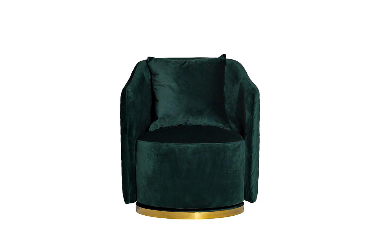 Кресло вращающееся зеленое велюровое 48MY-2573 GRN GLD